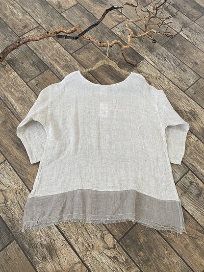 Star Linen Double Gauze Top, Oatmeal - Namsar
