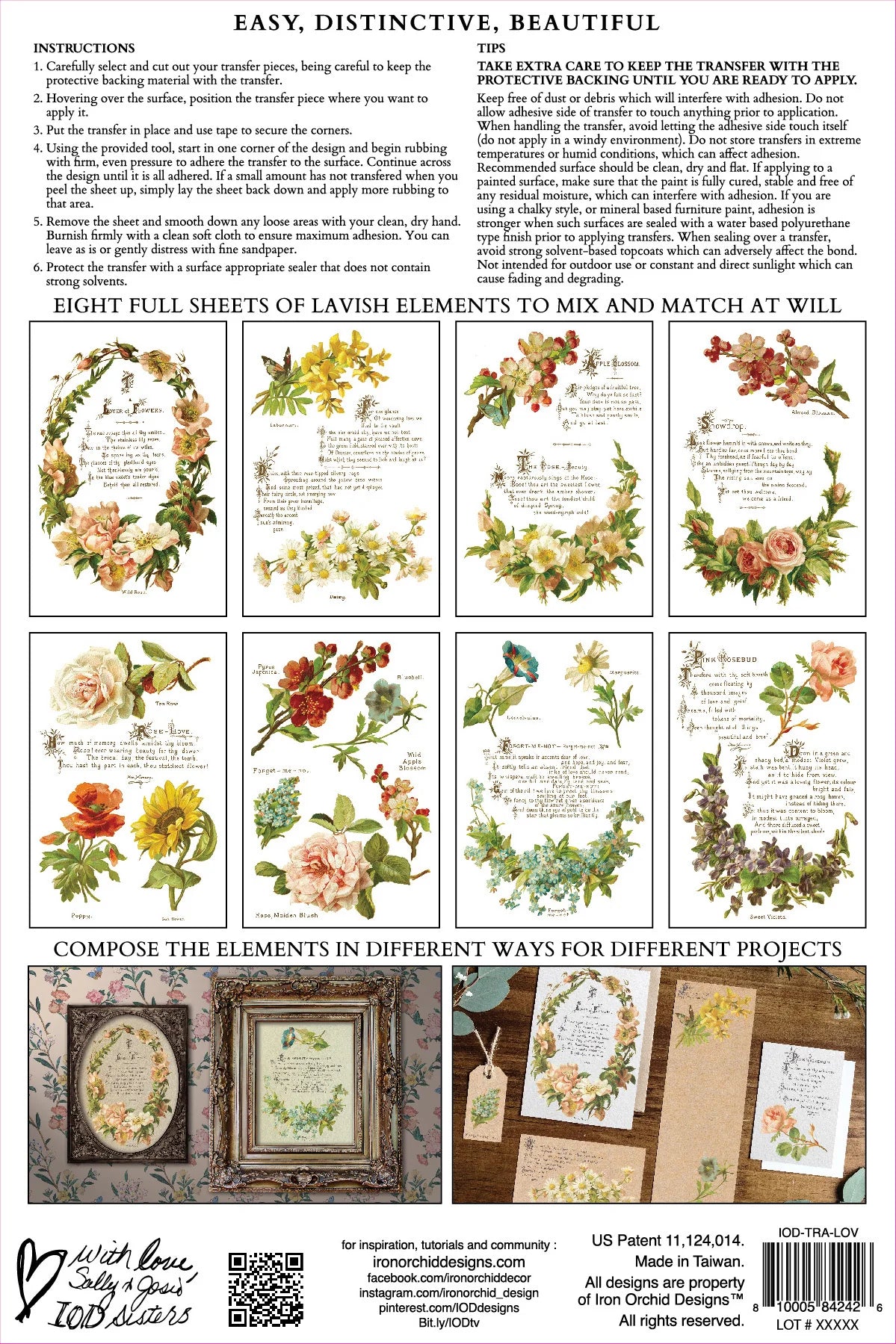 Lover of Flowers - 8 Sheet,  8x12 Pad IOD Decor Transfer™