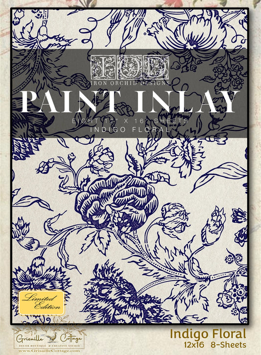 Indigo Floral - 8 Sheet, 12x16 Pad IOD Paint Inlay™