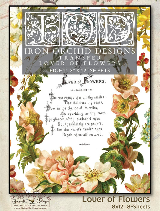 Lover of Flowers - 8 Sheet,  8x12 Pad IOD Decor Transfer™