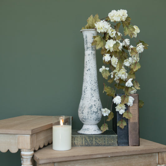 17.5in Grey Metal Vase