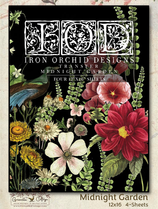 Midnight Garden - 4 Sheet, 12x16 Pad IOD Decor Transfer™