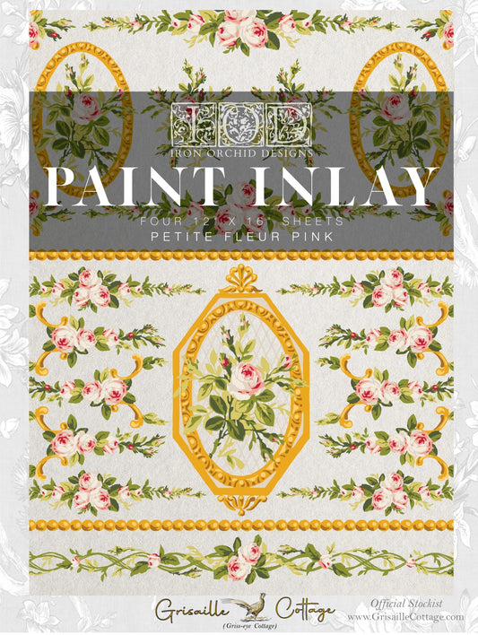 Petite Fleur Pink - 4 Sheets, 12x16 Pad IOD Paint Inlay™