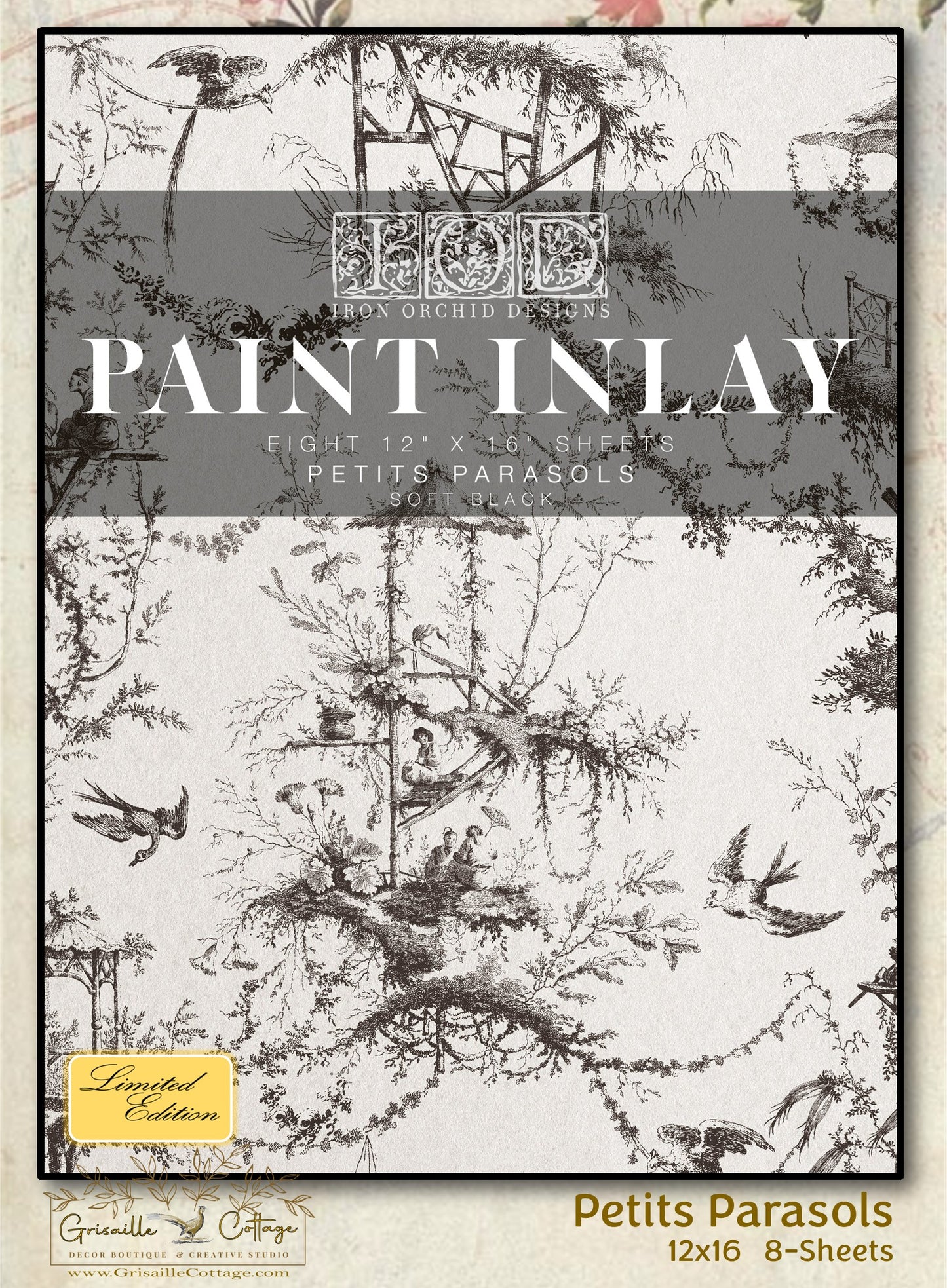 Petits Parasols - 8 Sheets, 12x16 Pad IOD Paint Inlay™