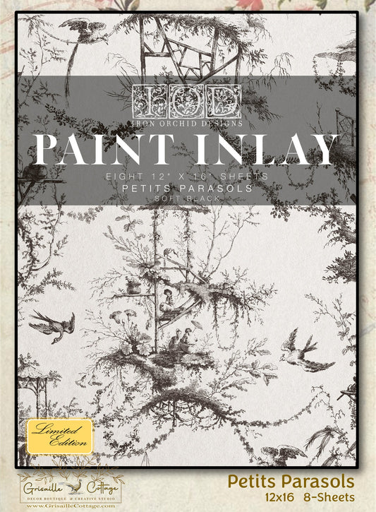 Petits Parasols - 8 Sheets, 12x16 Pad IOD Paint Inlay™