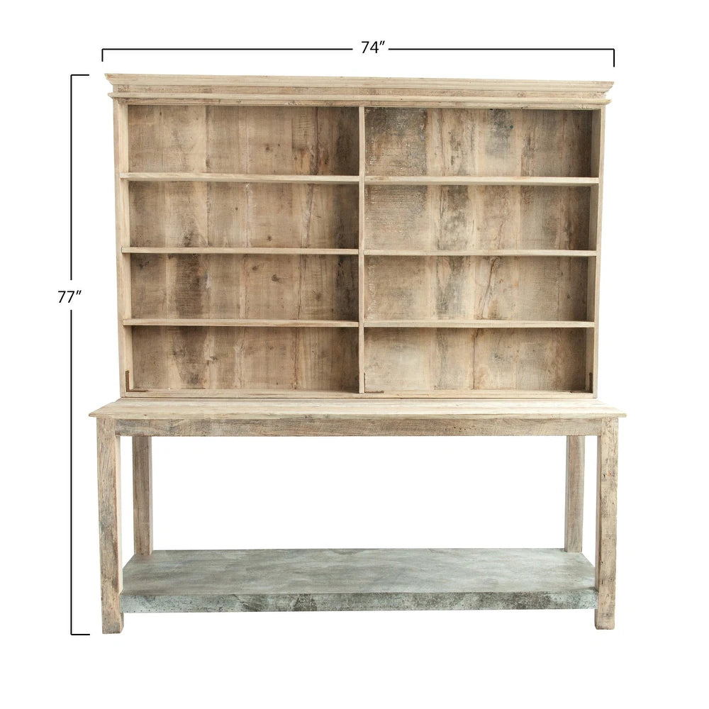 Reclaimed 2-Piece Wood & Metal Hutch - (𝐏𝐢𝐜𝐤-𝐔𝐩 𝐎𝐧𝐥𝐲)