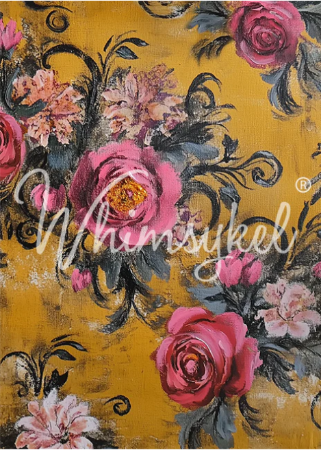 Rustic Rosewood Floral - Lg 21" x 29" Decoupage Paper by Whymsikel Designs