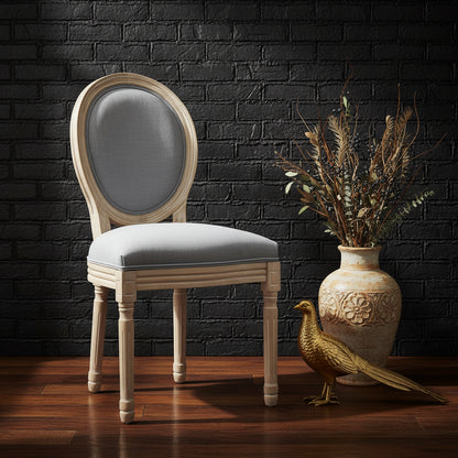 French Limewash Upholstered Dining Chair, Grey - (𝐏𝐢𝐜𝐤-𝐔𝐩 𝐎𝐧𝐥𝐲)