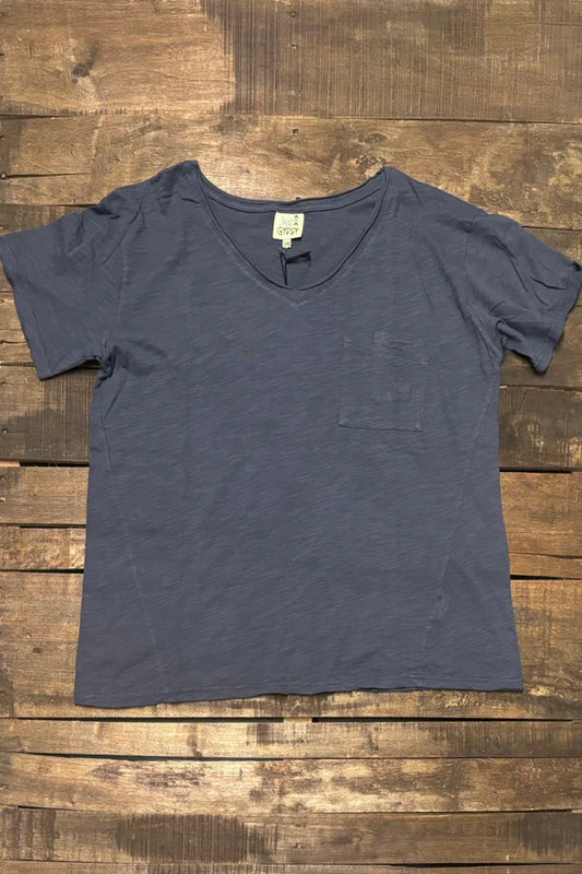 Moon Dance V-Neck Tee, Navy - Jaded Gypsy