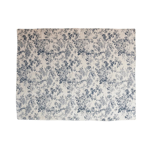 Cotton Chambray Printed 60"L x 50"W Throw w/ Toile Pattern