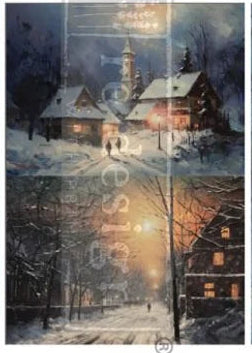 Snowy Twilight No B,  2 Designs 5.8 "x 16.5"ea  - Decoupage Fiber Paper