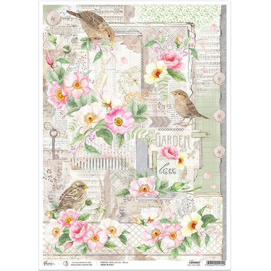 Love Lives Here - A3  12" x 16.8" Rice Paper by Ciao Bella