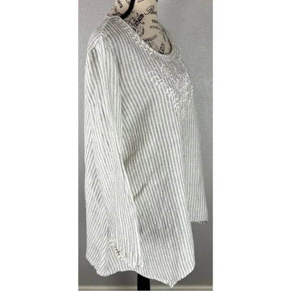Heart's Desire Clothing - Kayla Tunic Linen Ticking Stripe