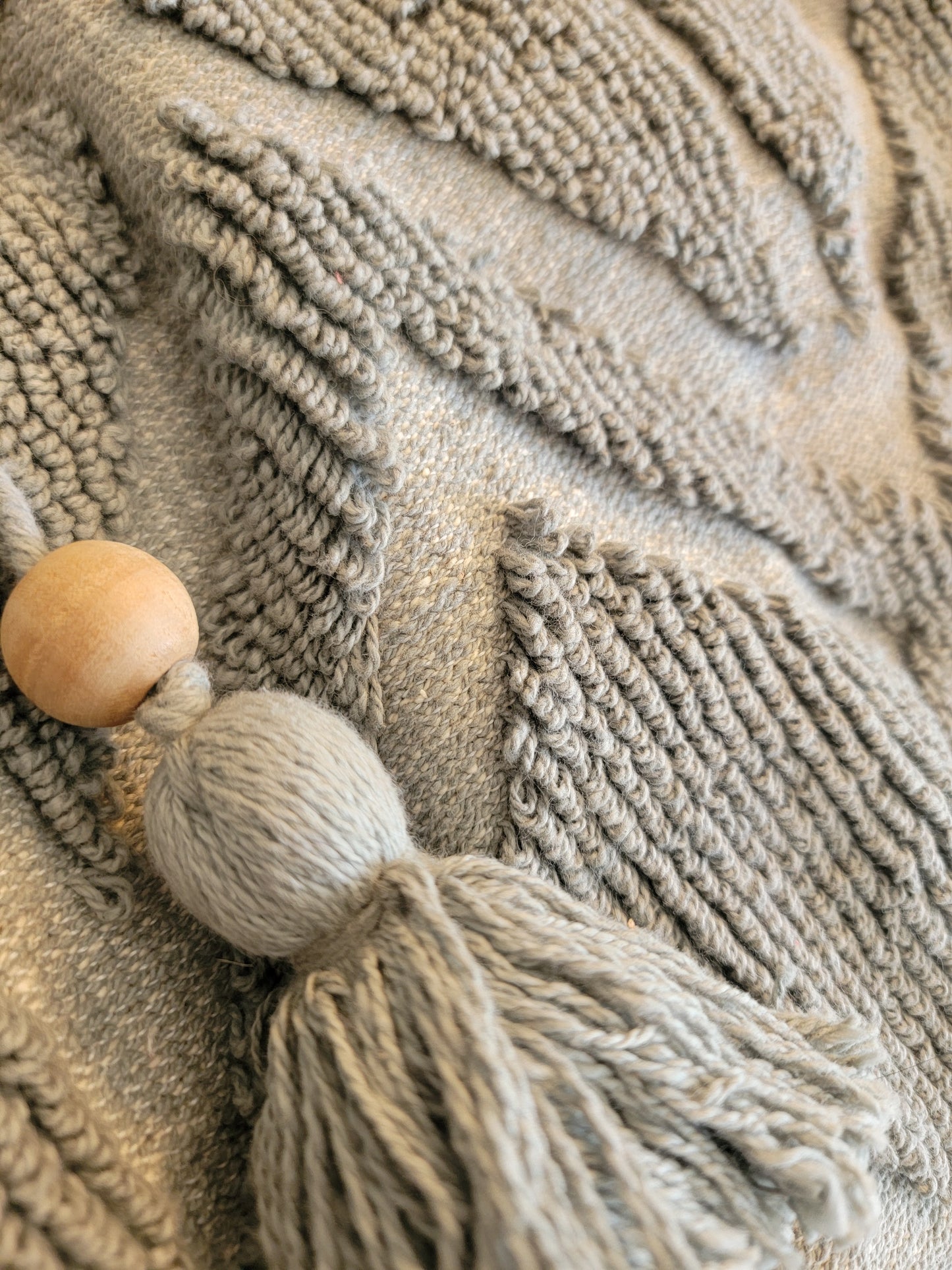 Cotton Chenille Knit Tote Bag w/ Tassels