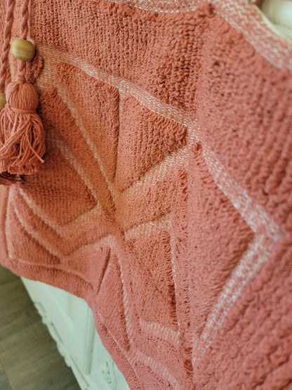 Cotton Chenille Knit Tote Bag w/ Tassels