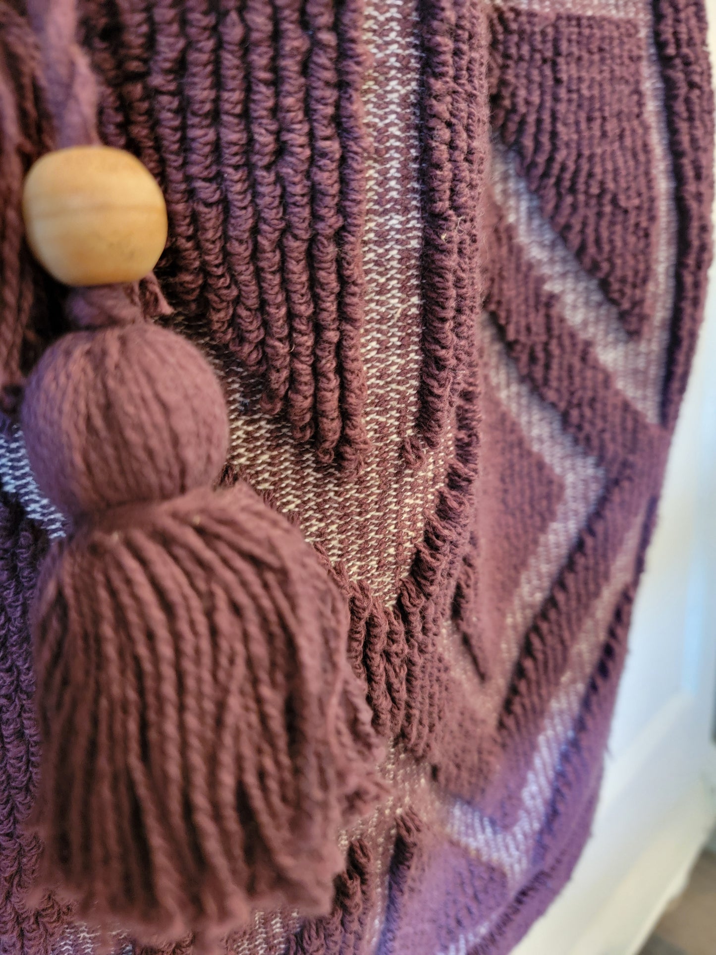Cotton Chenille Knit Tote Bag w/ Tassels