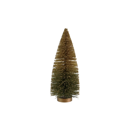 4" Round x 9"H Sisal Bottle Brush Tree with Glitter, Green Ombre