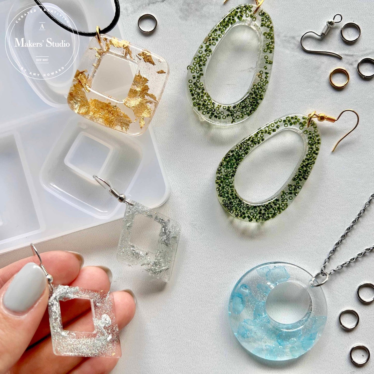 Resin Mold - Oval & Leaf Earring & Necklace