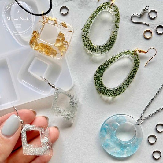 Resin Mold - Oval & Leaf Earring & Necklace