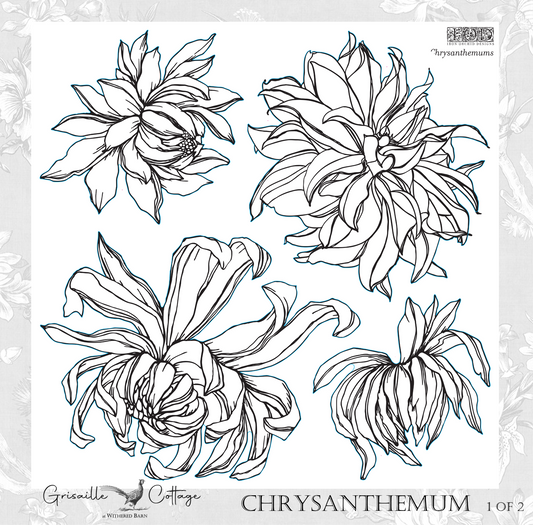 Chrysanthemums 2-Sheet Set - IOD Decor Stamp RETIRED